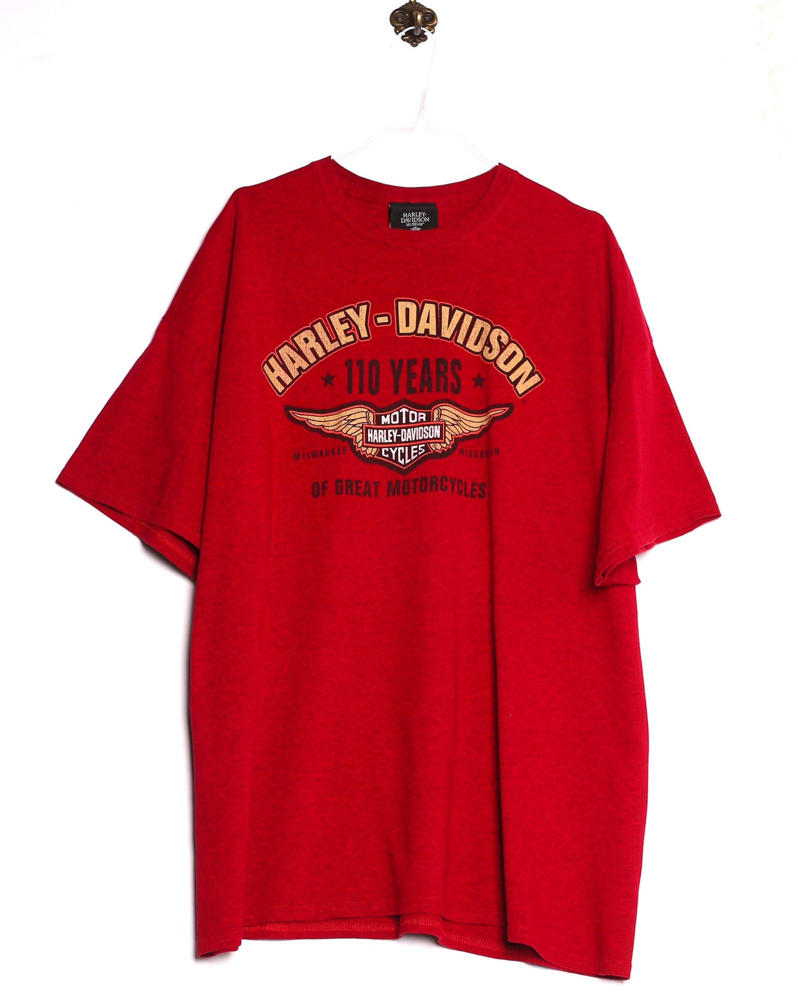 Vintage Harley Davidson T-Shirt 110 Years Print Rot Vorderseite