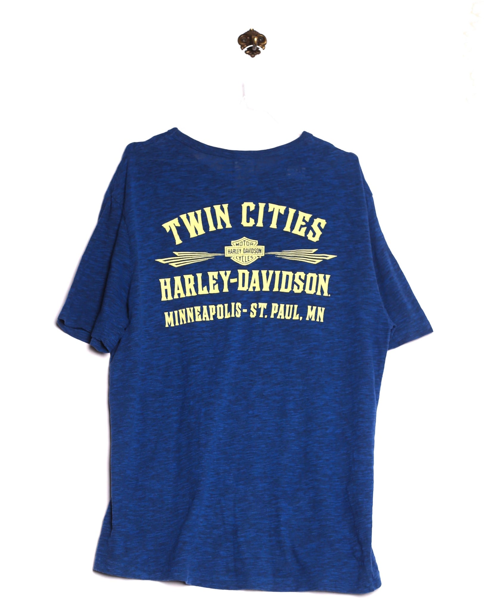 Vintage Harley Davidson T-Shirt Twin Cities Print Blau Rückseite