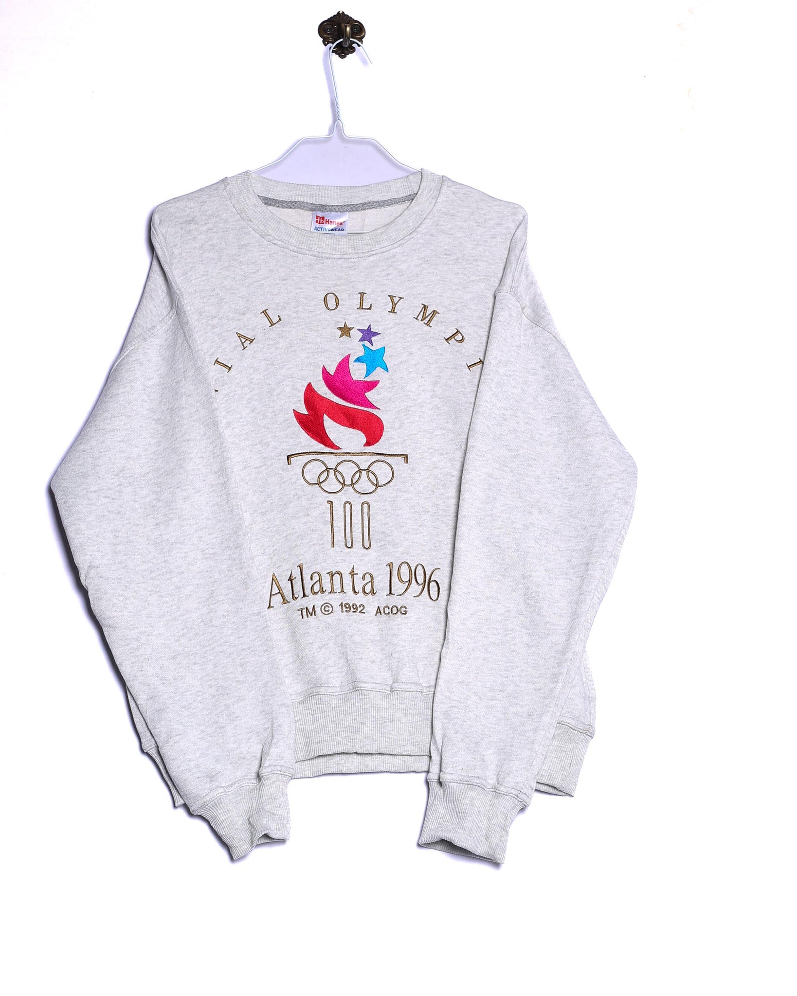 Vintage Vintage Sweatshirt Olympic Games Atlanta 1996 Stick Grau Vorderseite
