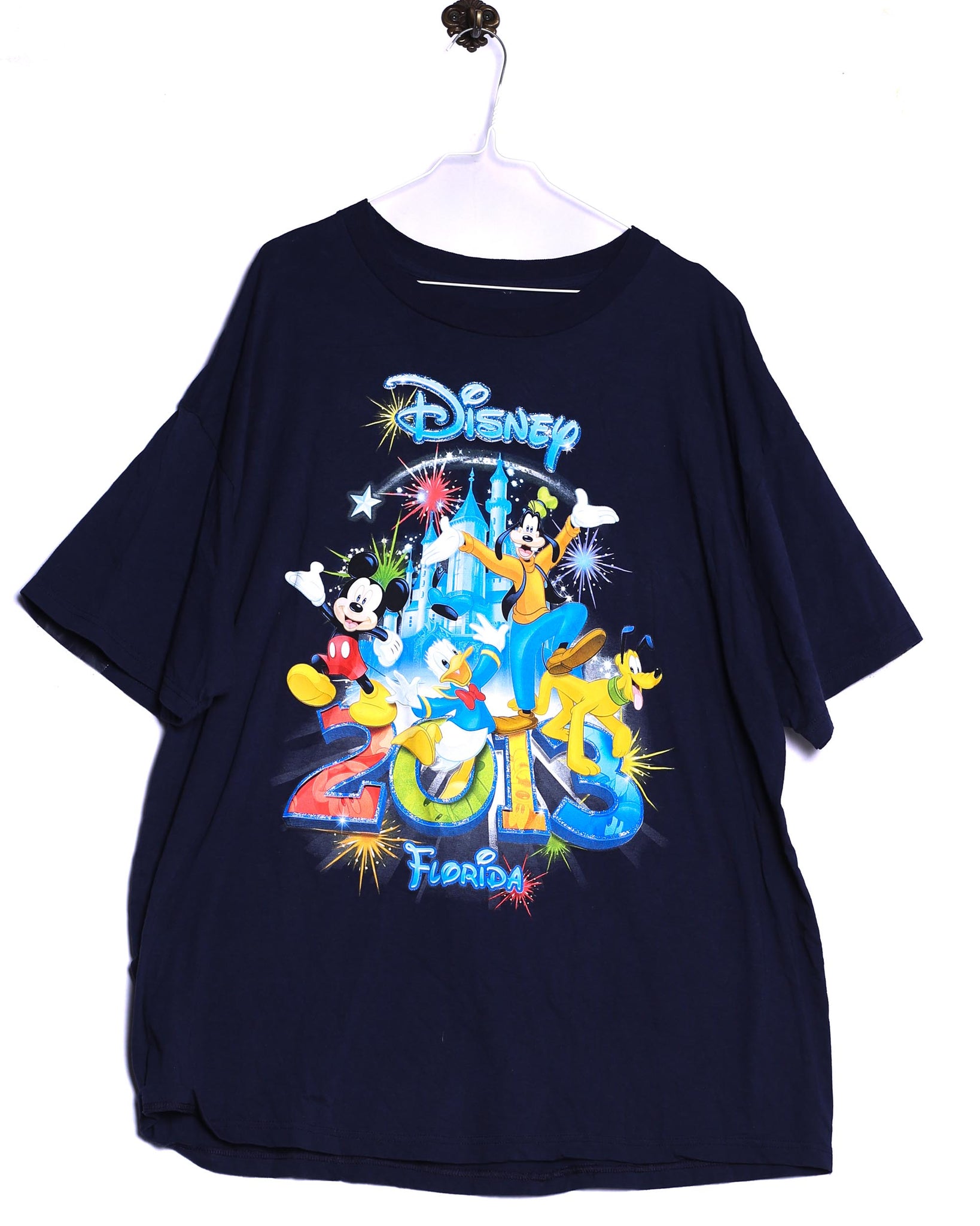 Vintage Disney T-Shirt T-Shirt Disney Mickey Mouse Goofy Pluto Donald Duck Florida 2013 Print Blau Vorderseite