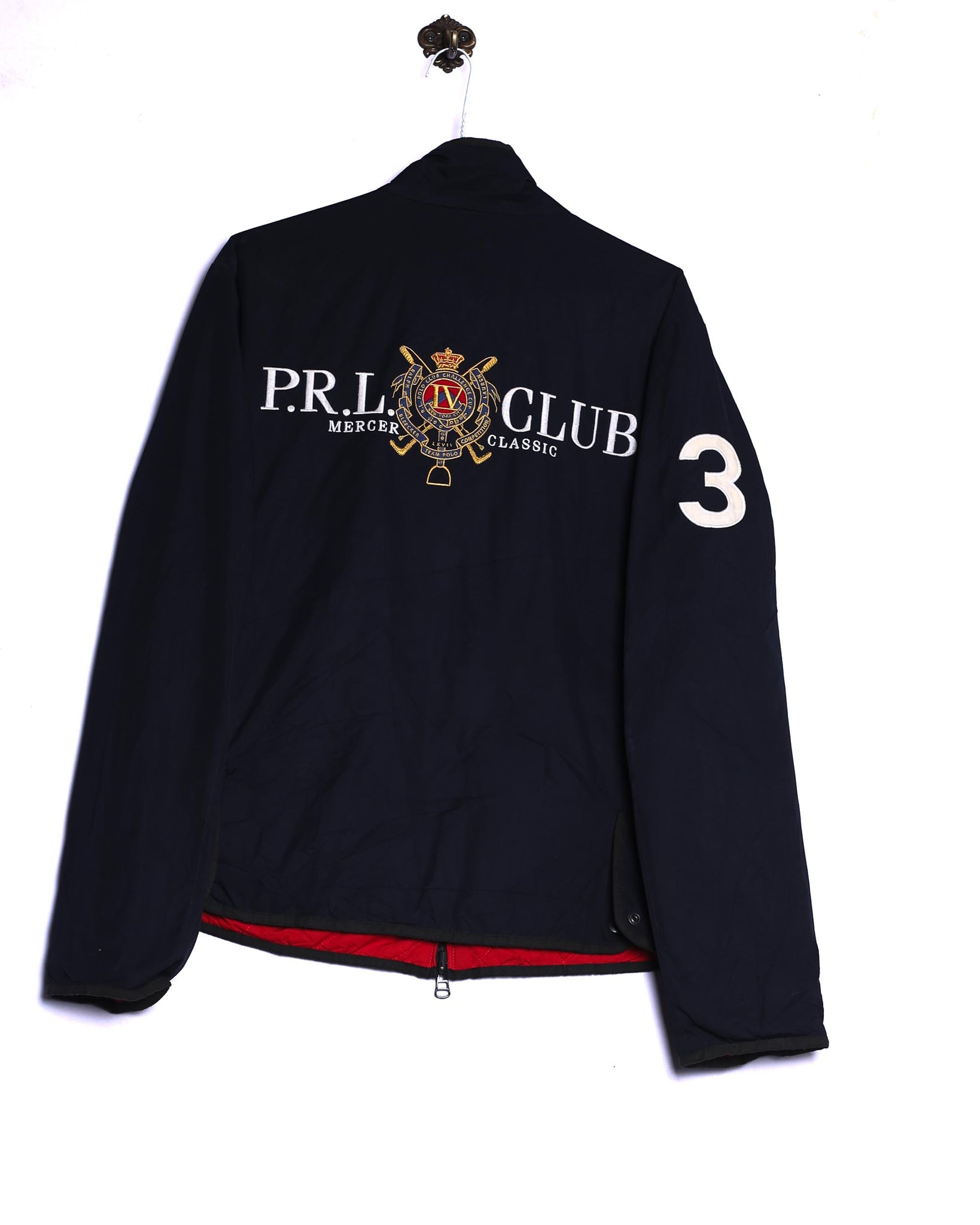 Vintage Polo Ralph Lauren Übergangsjacke Wendejacke P.R.L. Club Stick Blau/Rot Rückseite
