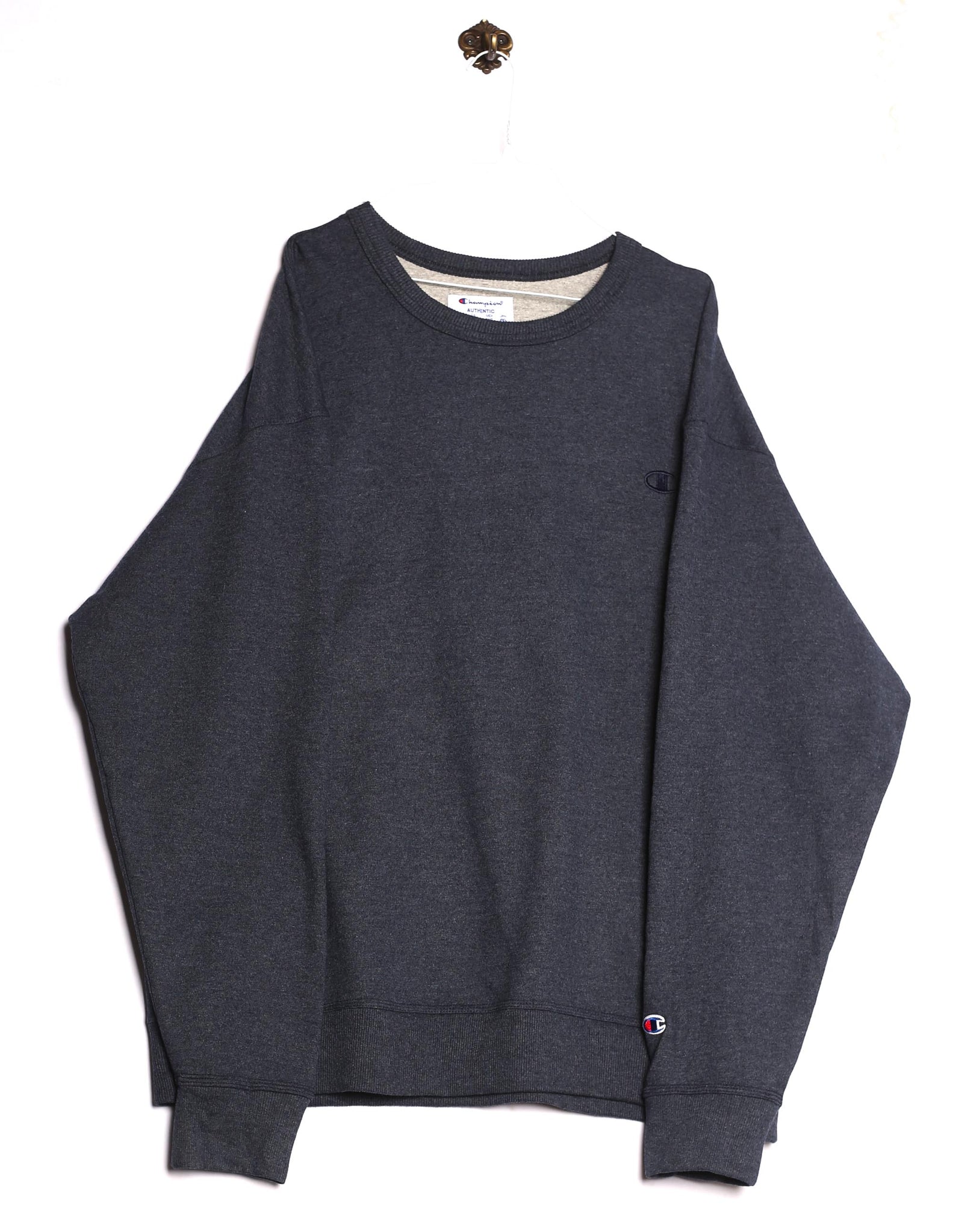 Vintage Champion Sweatshirt Logo Stick Blau Vorderseite