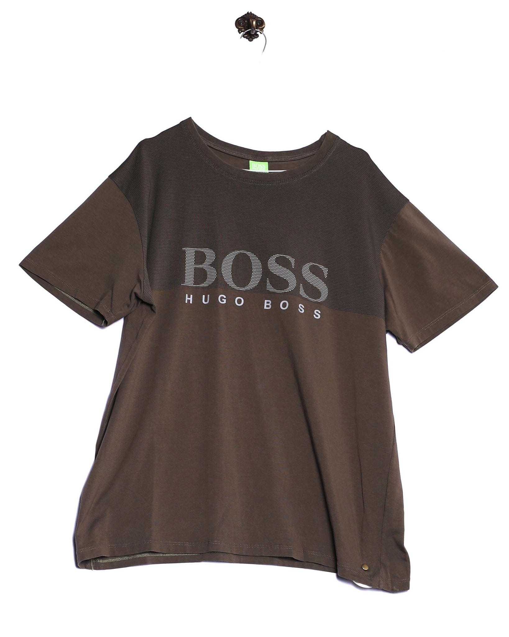 Vintage Hugo Boss T-Shirt Essential Regular Fit Print Gruen Vorderseite